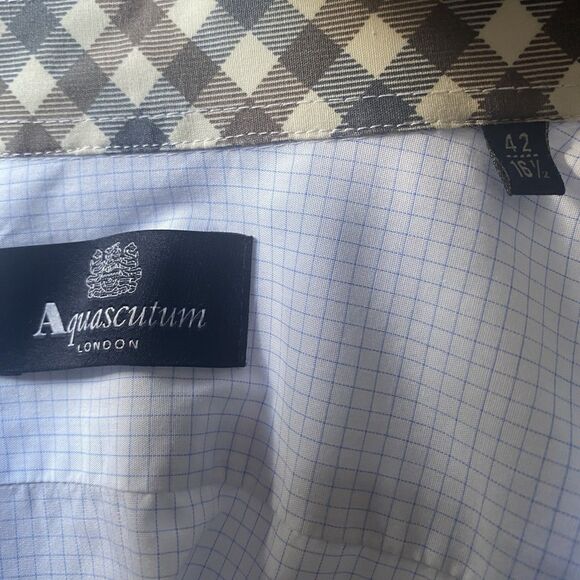 Aquascutum London Mens Dress Shirt 42/16.5 Light Blue Button Down Long Sleeve - Picture 10 of 10
